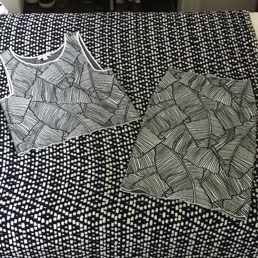 Ella Moss black & white palm print skirt & top